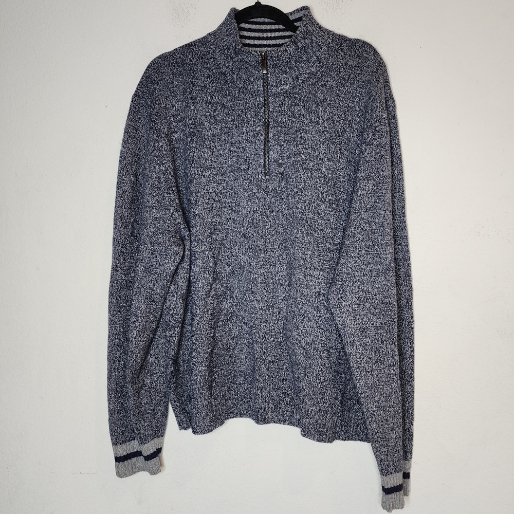 Bloomingdale's 100% Cashmere Blue 1/4 Zip Sweater Men's Size XXL‎